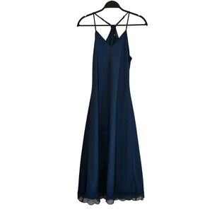 41 Hawthorne Navy Blue Lace Trim Slip Dress Midi Spaghetti‎ Strap S